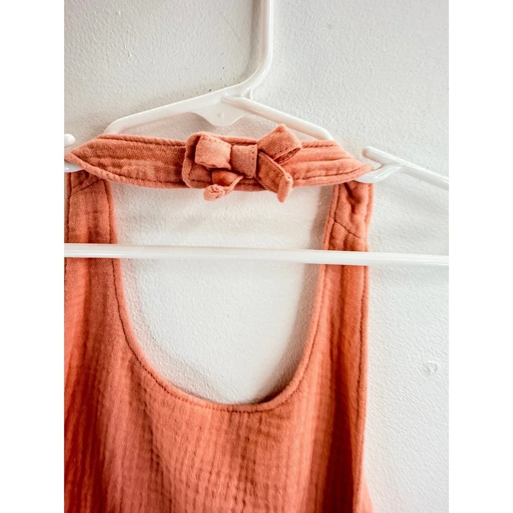 NWT Gerber Kids Girls Coral Pink Cotton‎ Gauze Halter Romper Jumpsuit 3T Spring